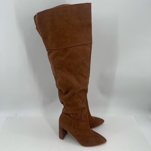 JESSICA SIMPSON Akemi Boots Size 6 Over the Knee Faux Suede Pull On NWOT Tan - Picture 2 of 16